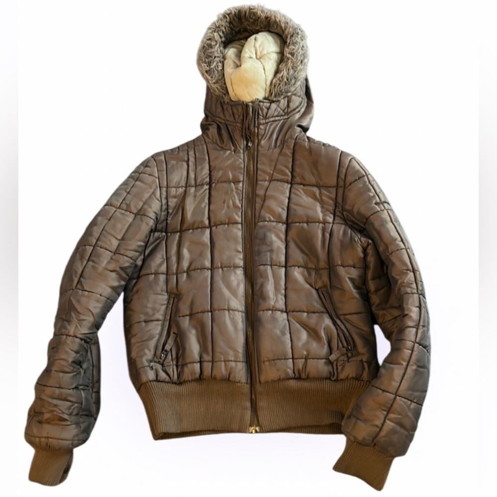 Tommy Hilfiger tan brown bumper puffer jacket Sz S